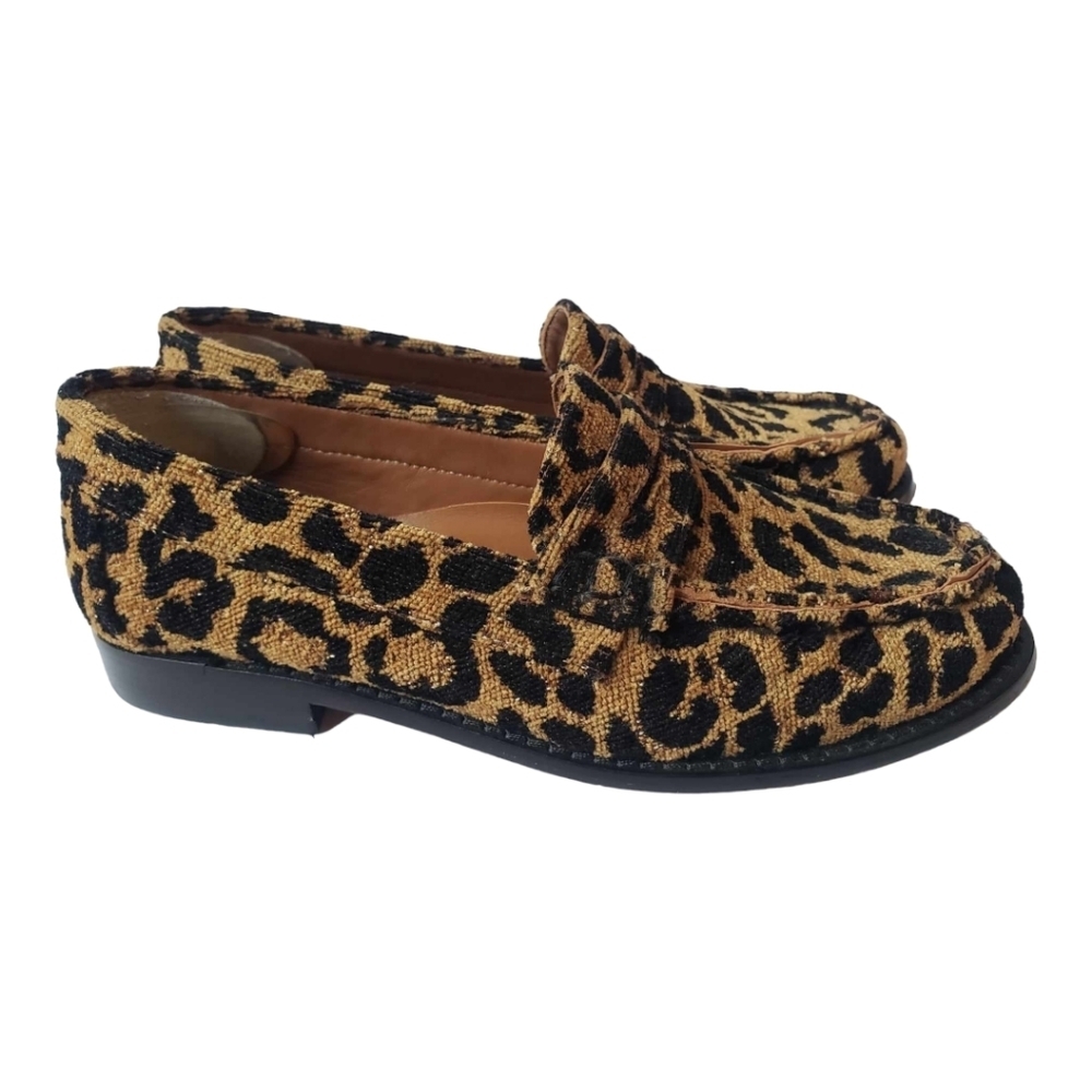 Re/Done 90s Women's Loafers SZ 37 Leopard Tapestry Slip-on Shoes - Picture 3 of 10